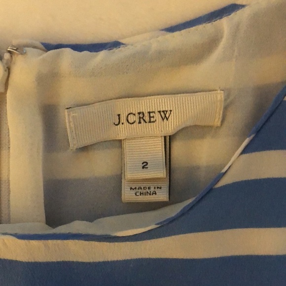 J. CREW Size 2 Blue and White Striped 100% Silk Sleeveless Dress - Picture 8 of 11
